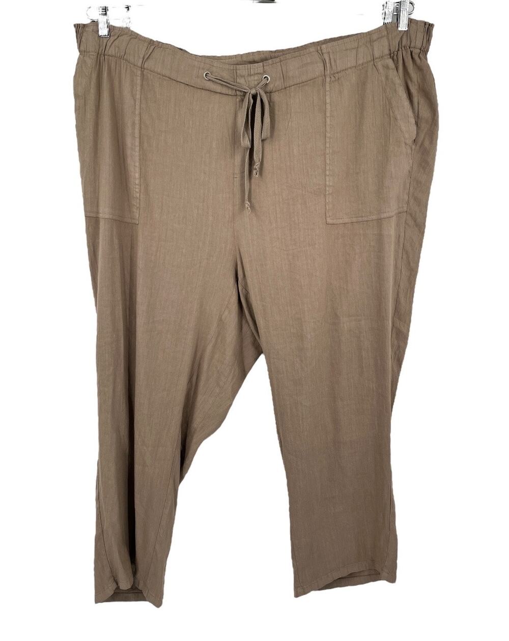 Kut from the Kloth pants Rosalie drawstring linen brown size 3X